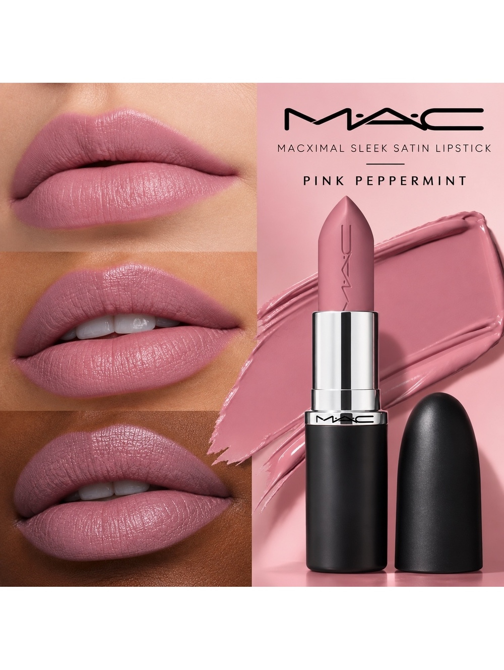 MAC MACximal Sleek Satin Lipstick • Pink Peppermint • Brand New in Box